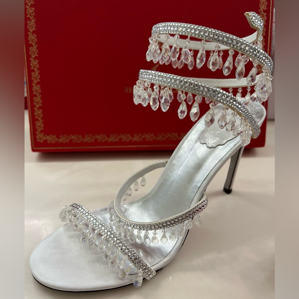 Rene Caovilla CHANDELIER IVORY SANDAL 105 Size 39